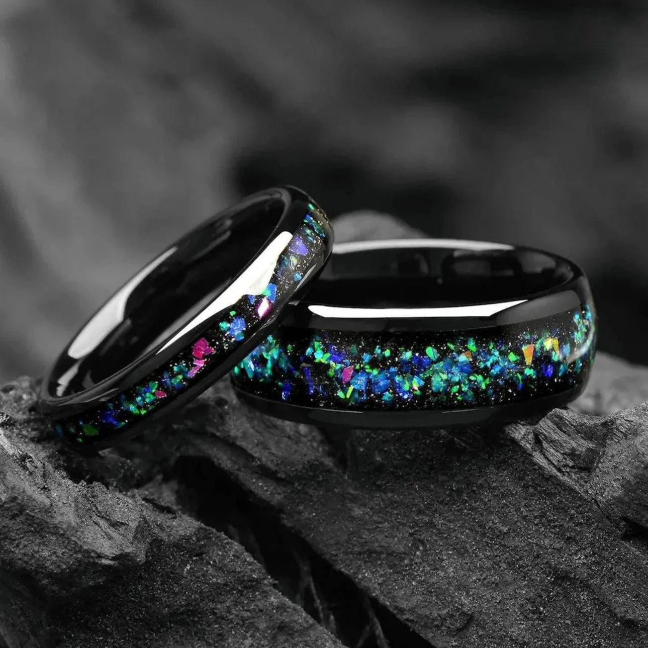 Matching Rings Discount Tungsten Wedding in Helix Nebula Design Main View