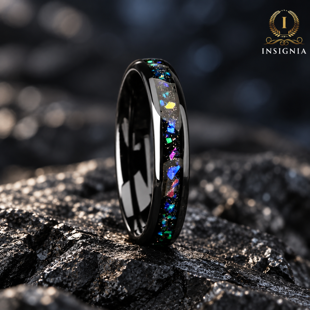 Matching Rings Discount Tungsten Wedding in Helix Nebula Design Texture Detail
