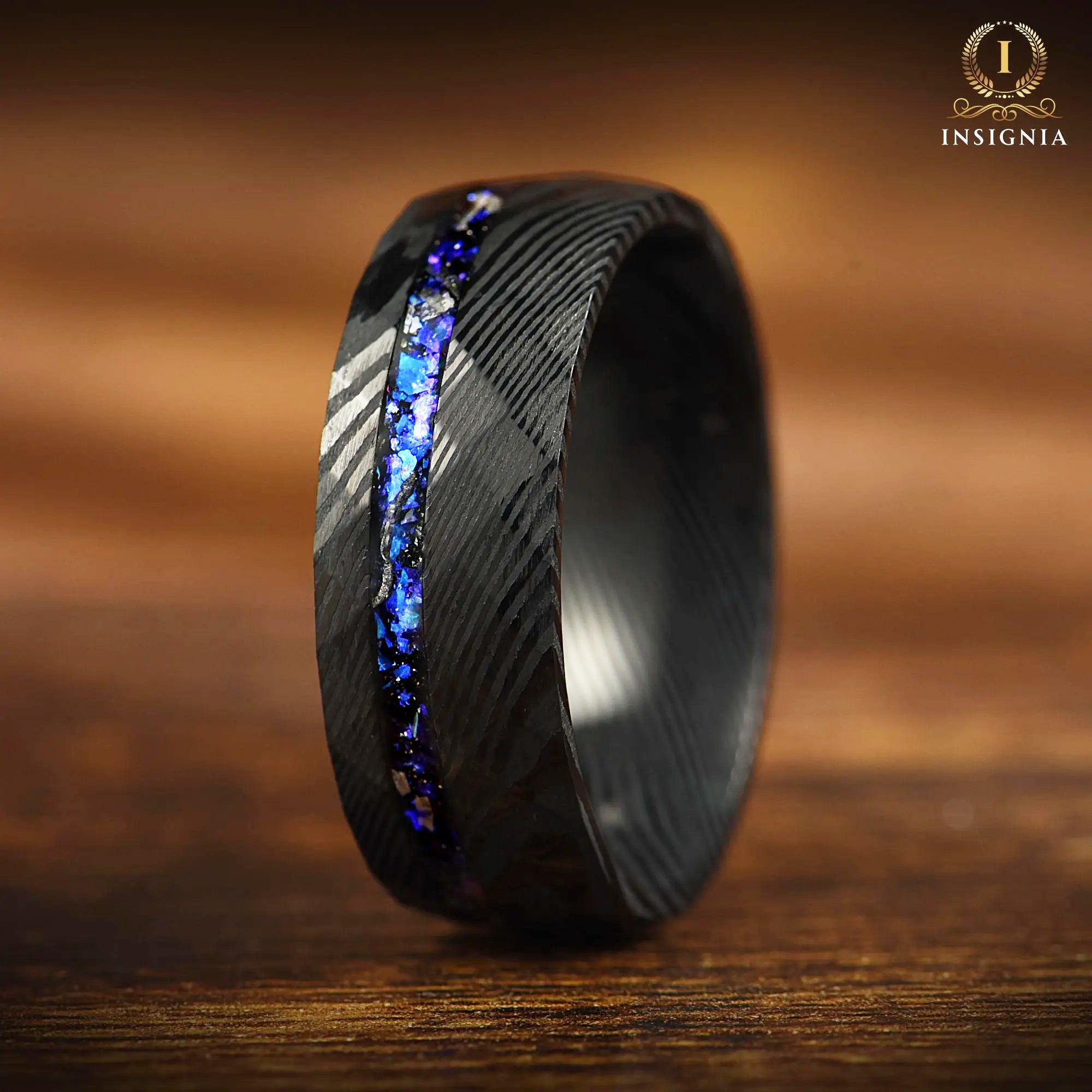 Men Wedding Rings Damascus Angle View