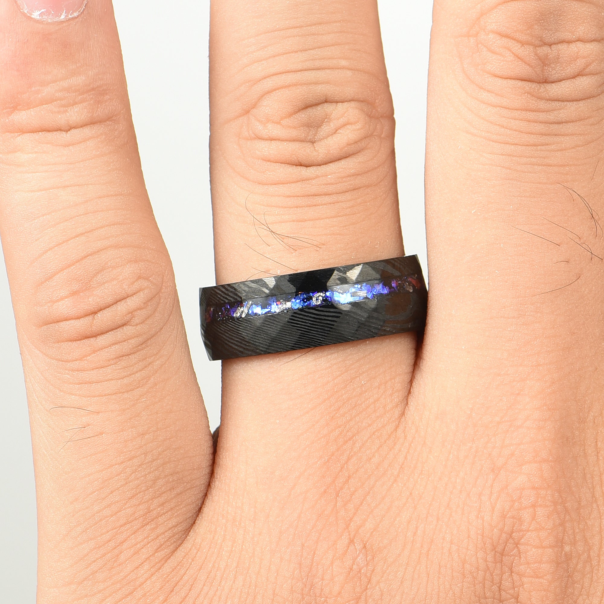 Men Wedding Rings Damascus Hand View