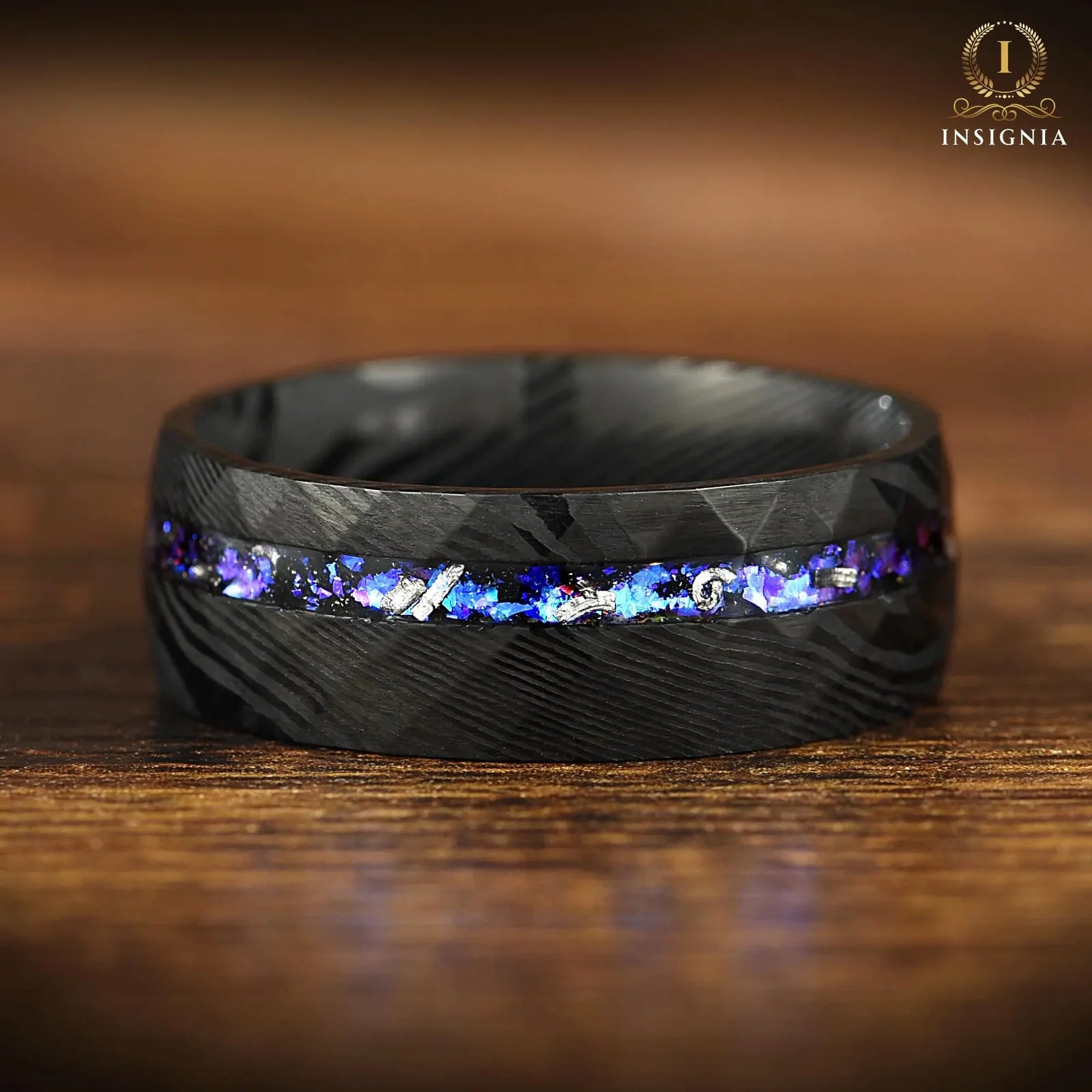 HIS & HERS  RINGS DAMASCUS STEEL ORION NEBULA 8/4 MM