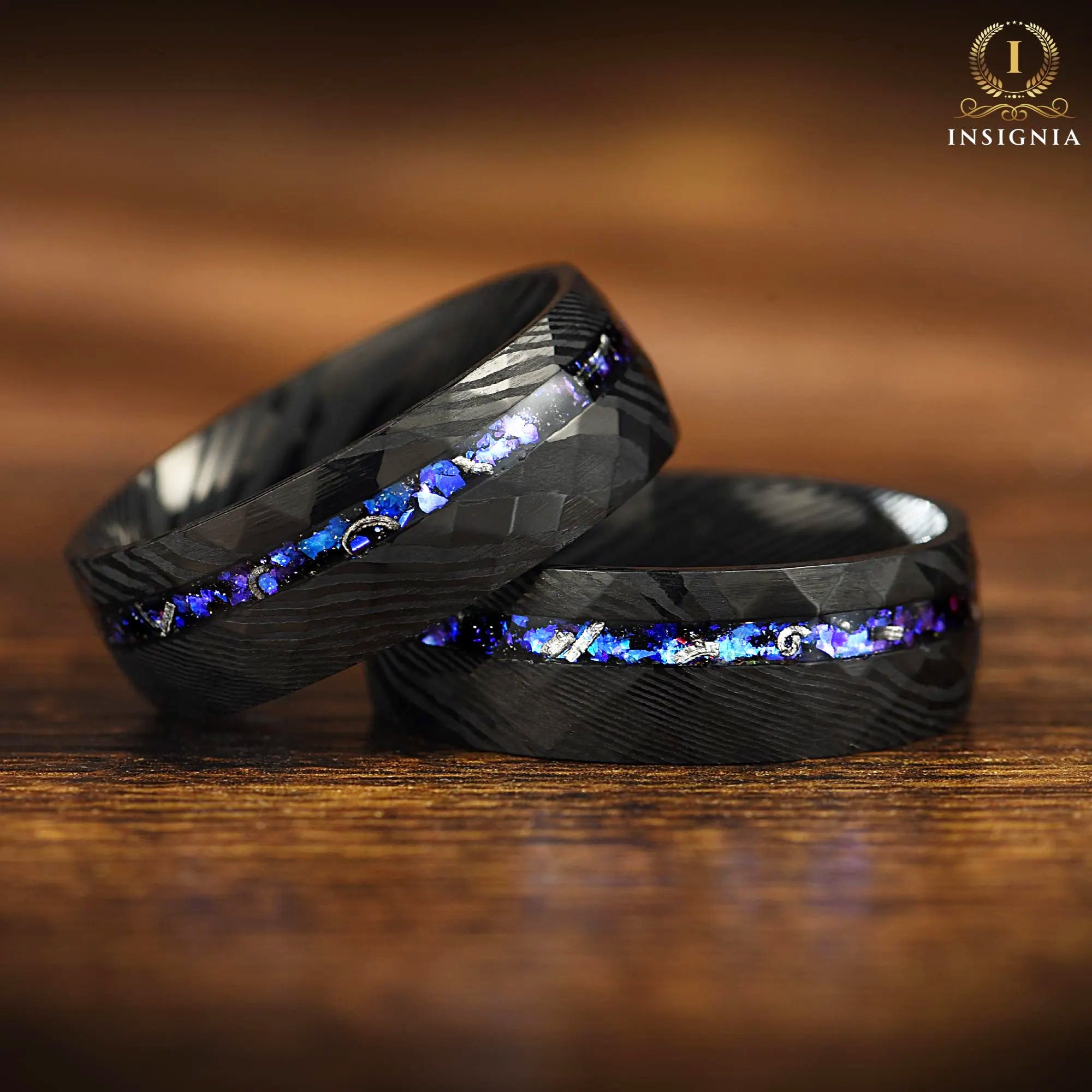 Men Wedding Rings Damascus Profile View