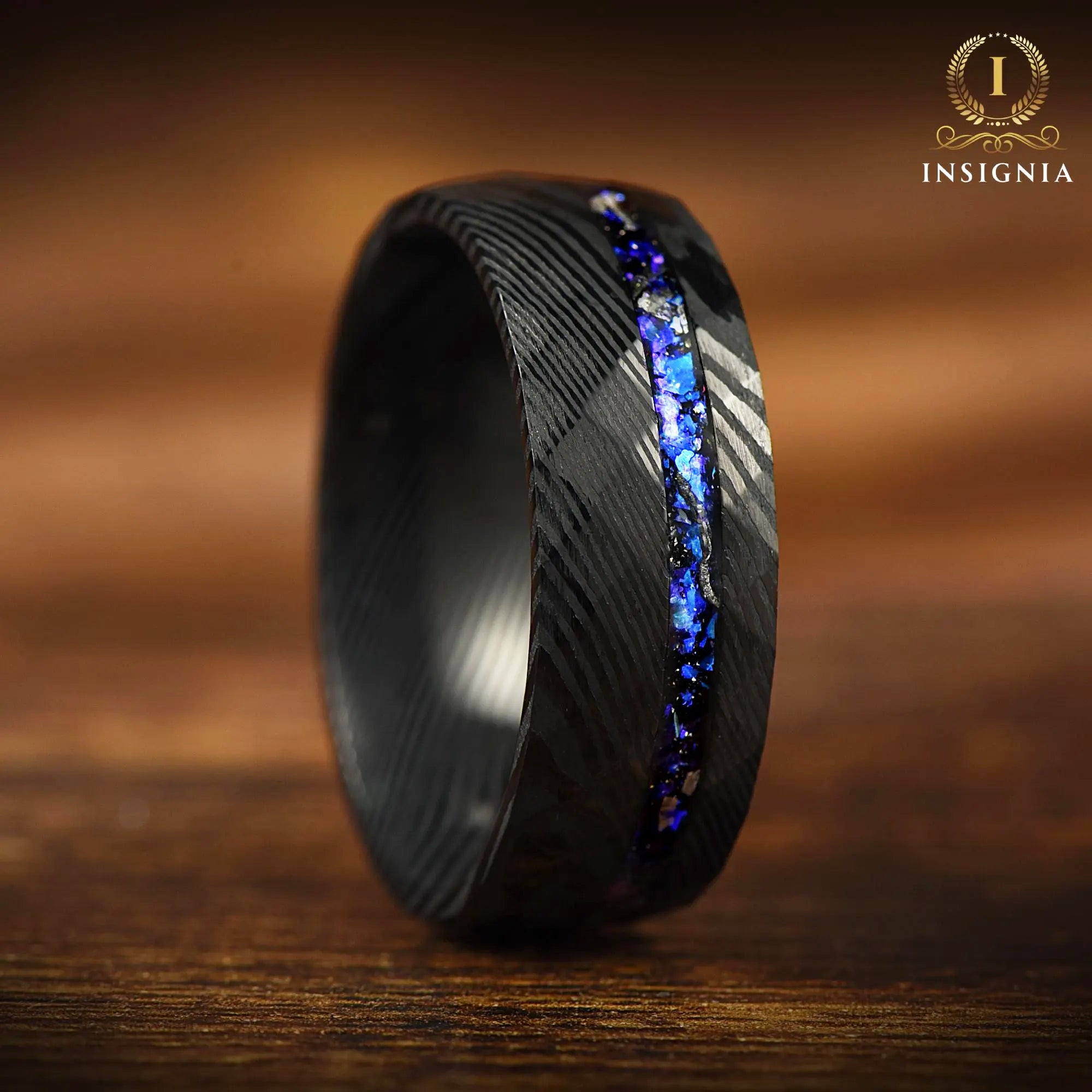 Men Wedding Rings Damascus Vertical View