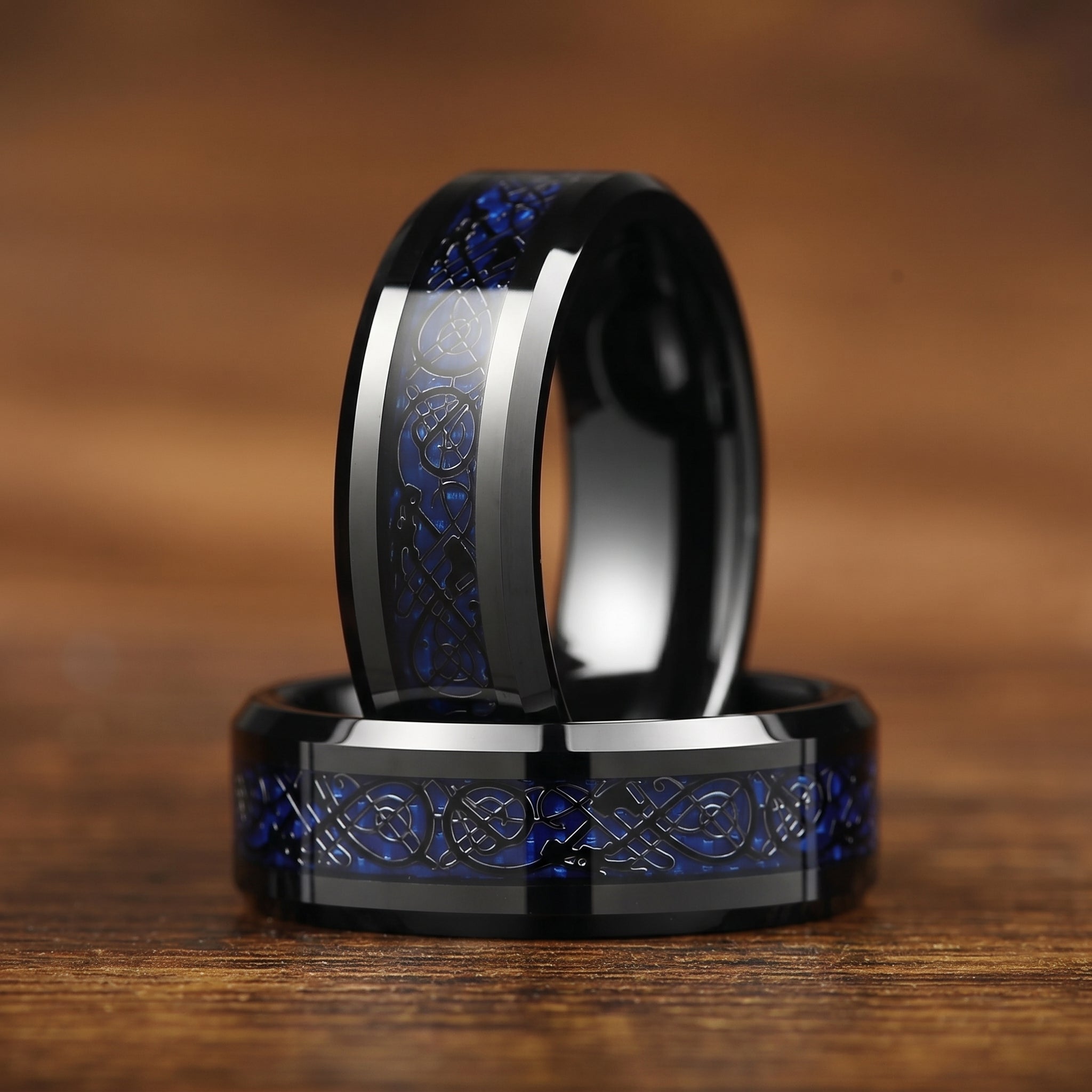 Mens Celtic Rings Tungsten Side View