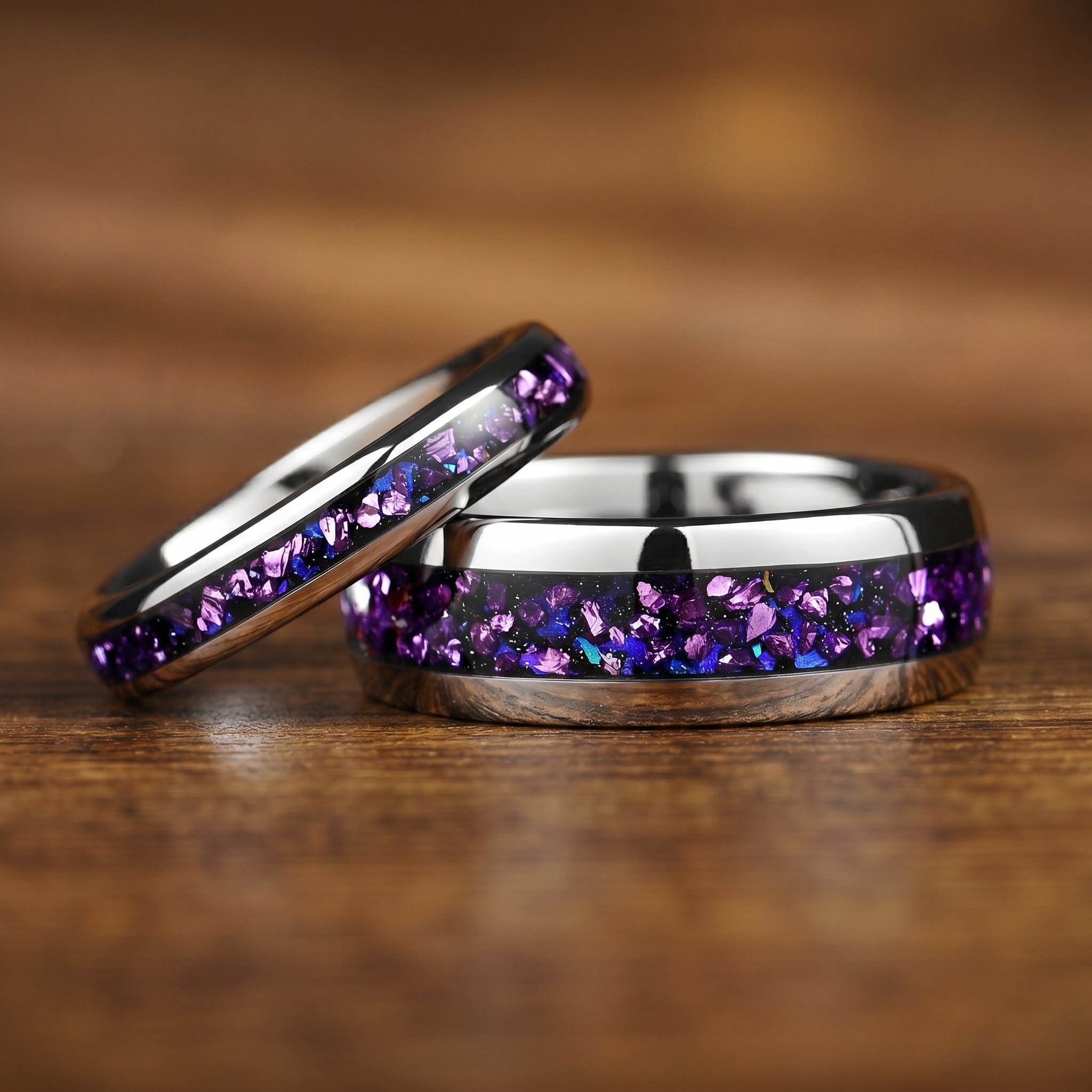 Mens Silver Ring Alexandrite Texture Pair View
