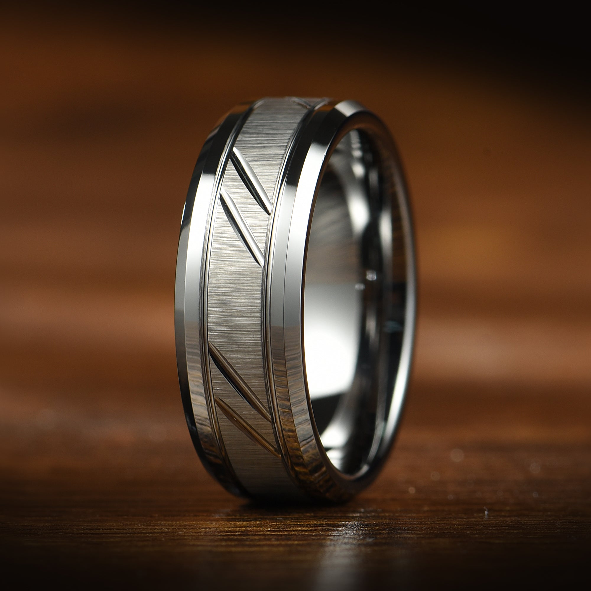 Mens Silver Wedding Bands Tungsten Top View