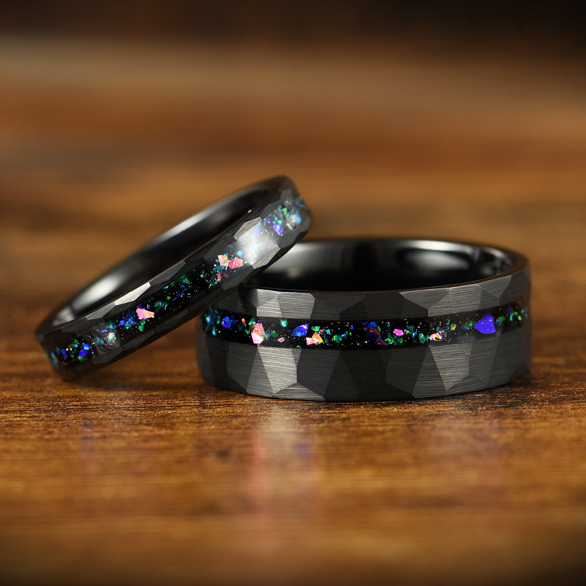 WOMEN WEDDING BAND HELIX NEBULA BLACK TUNGSTEN (4MM)