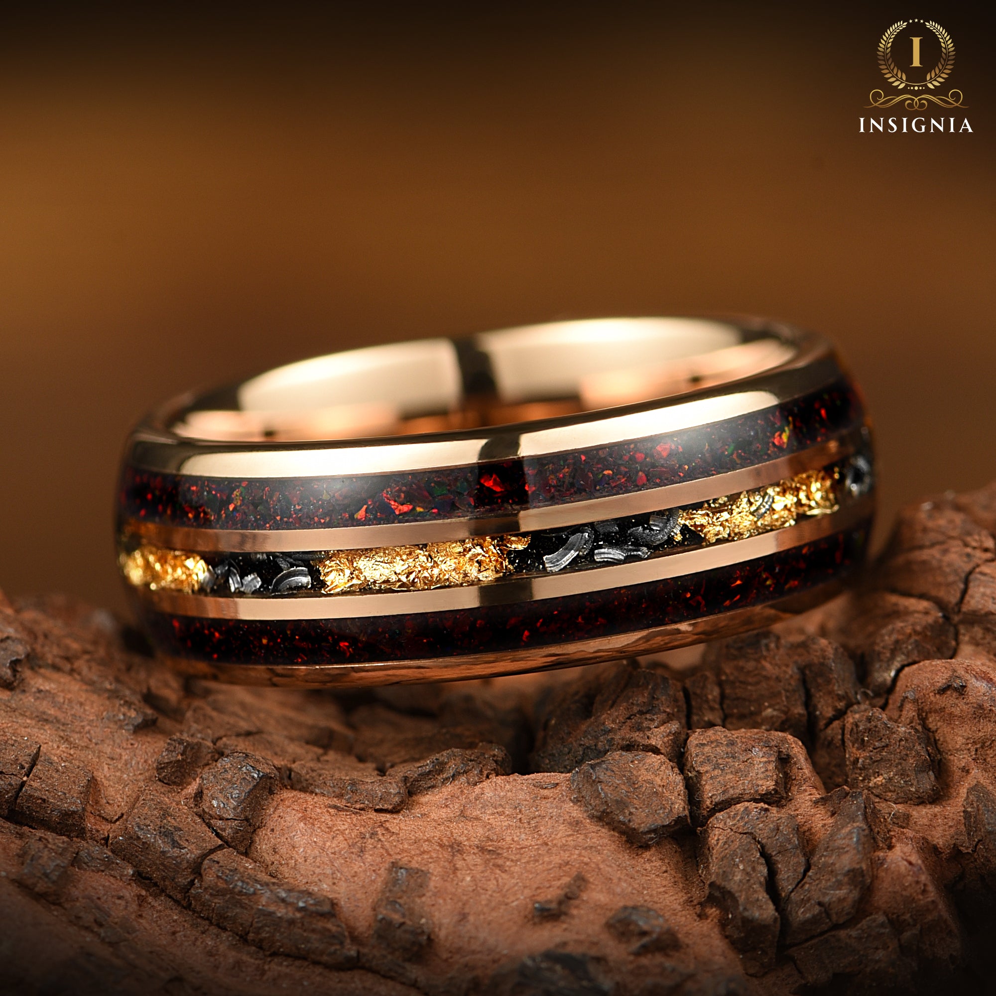 Mens Wedding Band Meteorite Detailed View