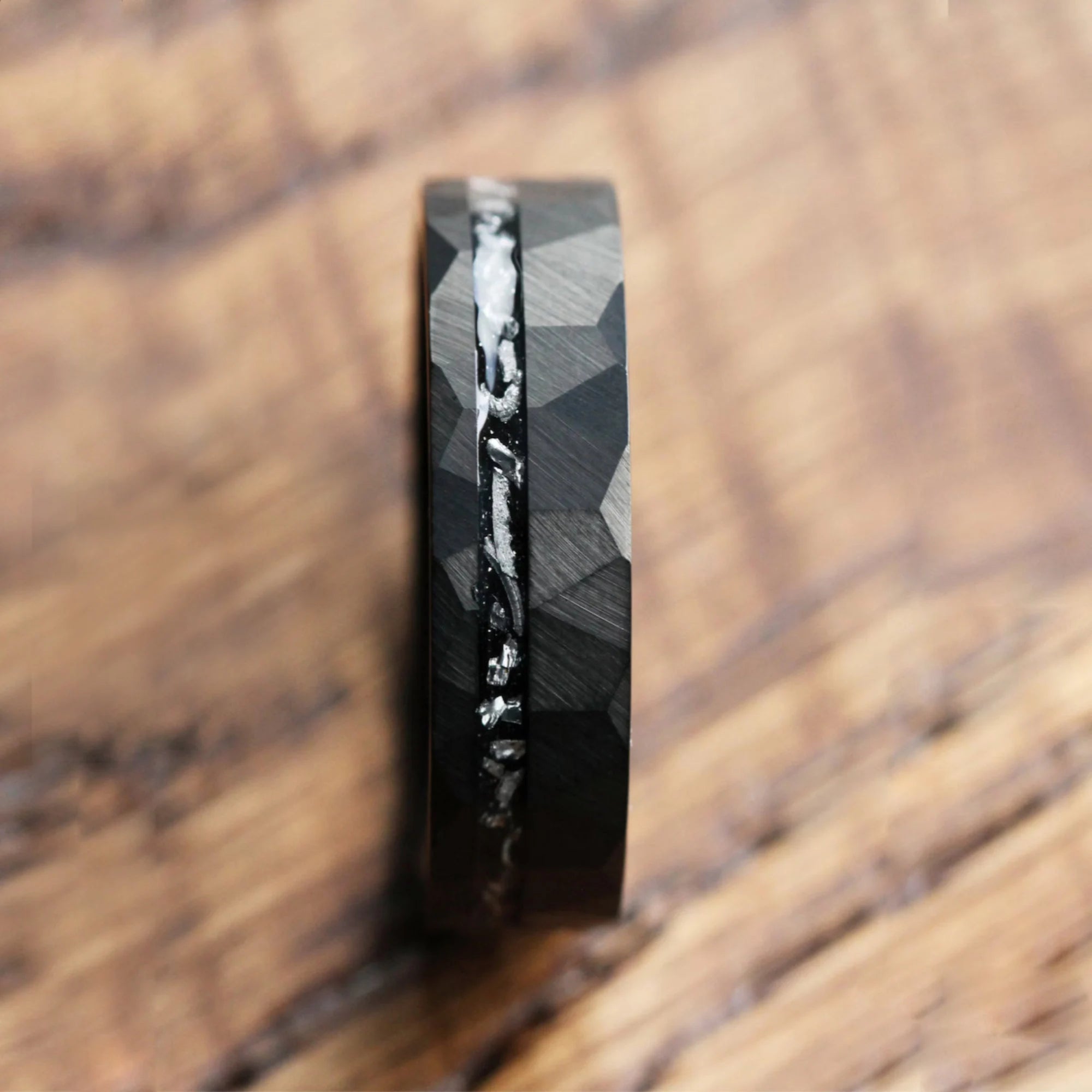 Mens Wedding Bands Uk Meteorite Profile View