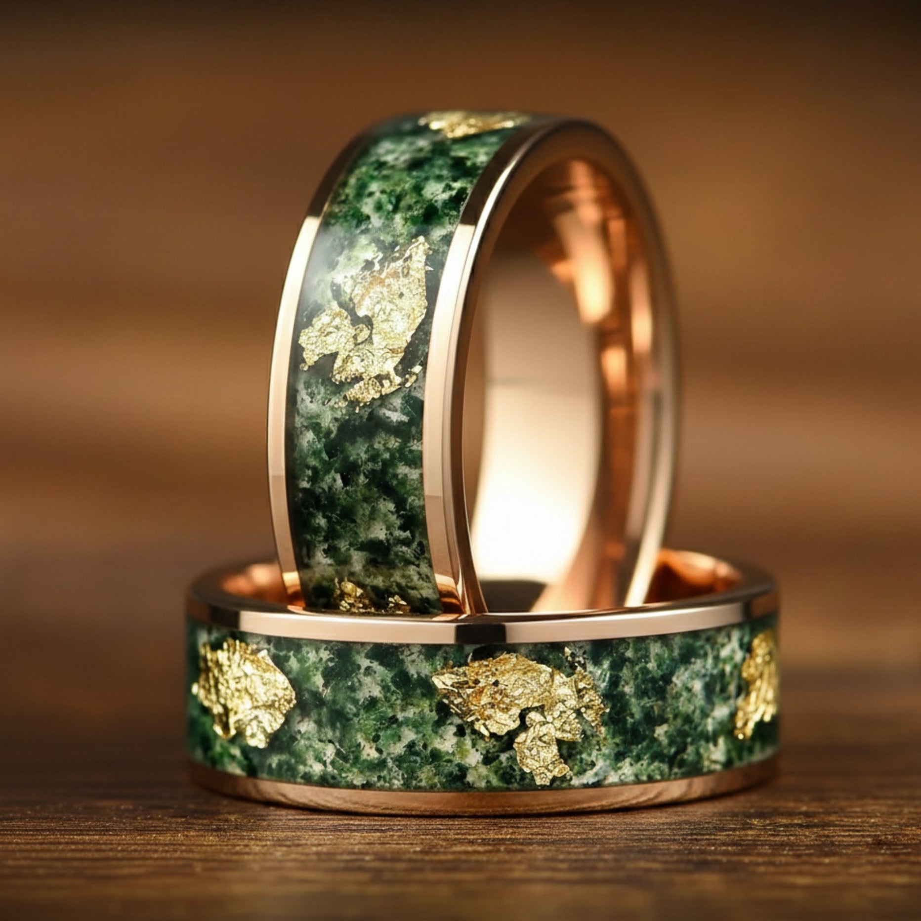 Moss Agate Ring Men Rose Left View