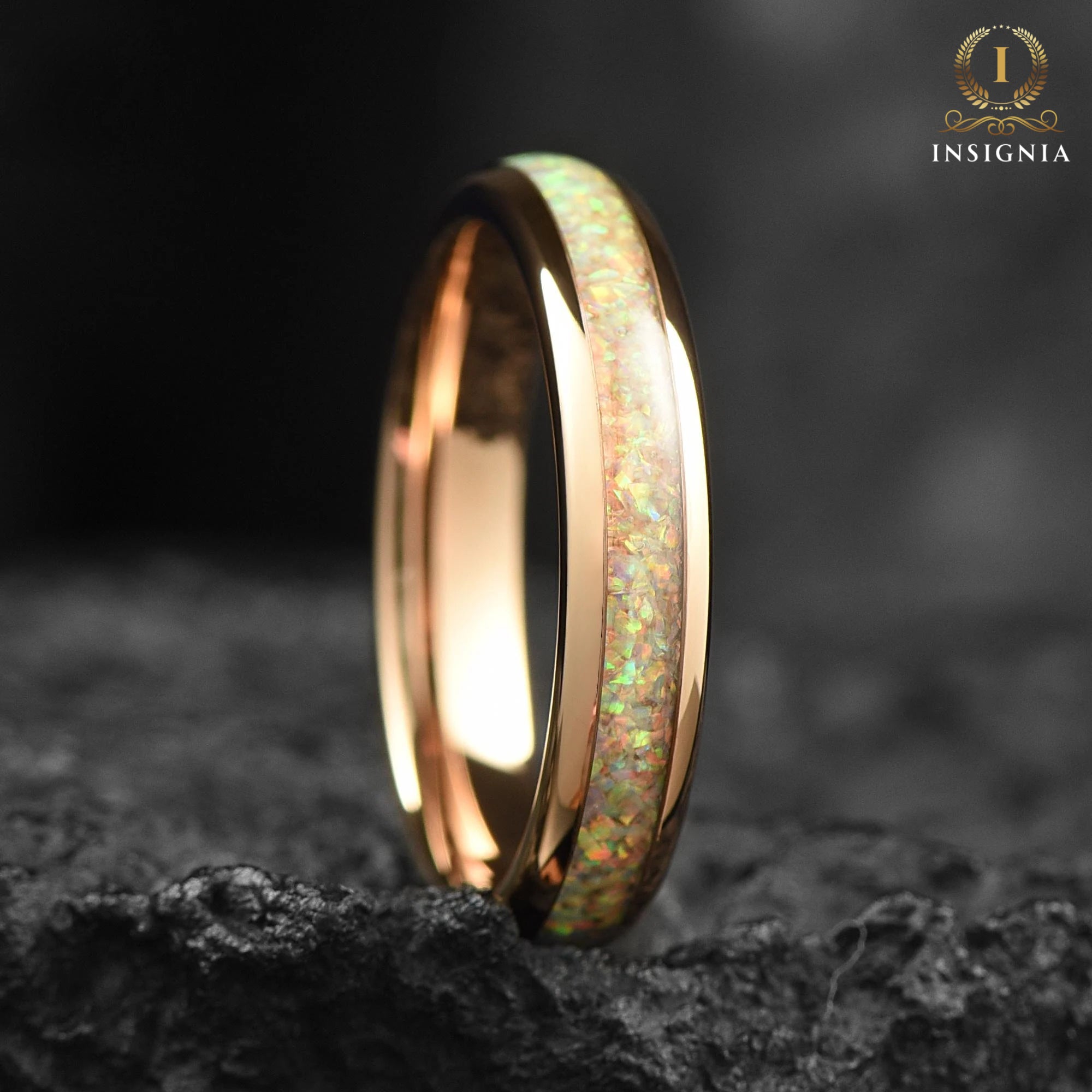 Opal Rings For Women Rose Gold Side View