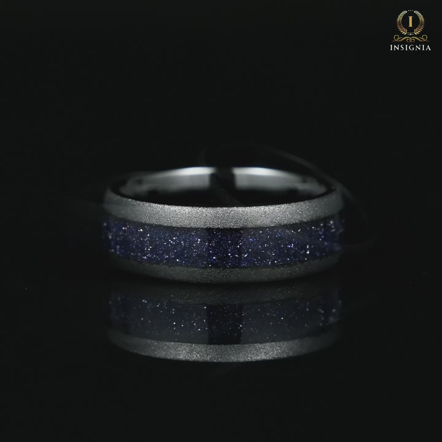 Mens Promise Ring Black Tungsten Band with Nebula Inspired Centre Inlay Video Showcase