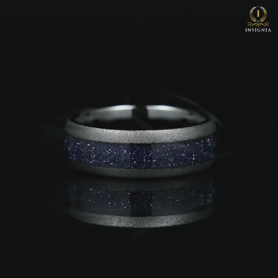 Mens Promise Ring Black Tungsten Band with Nebula Inspired Centre Inlay Video Showcase