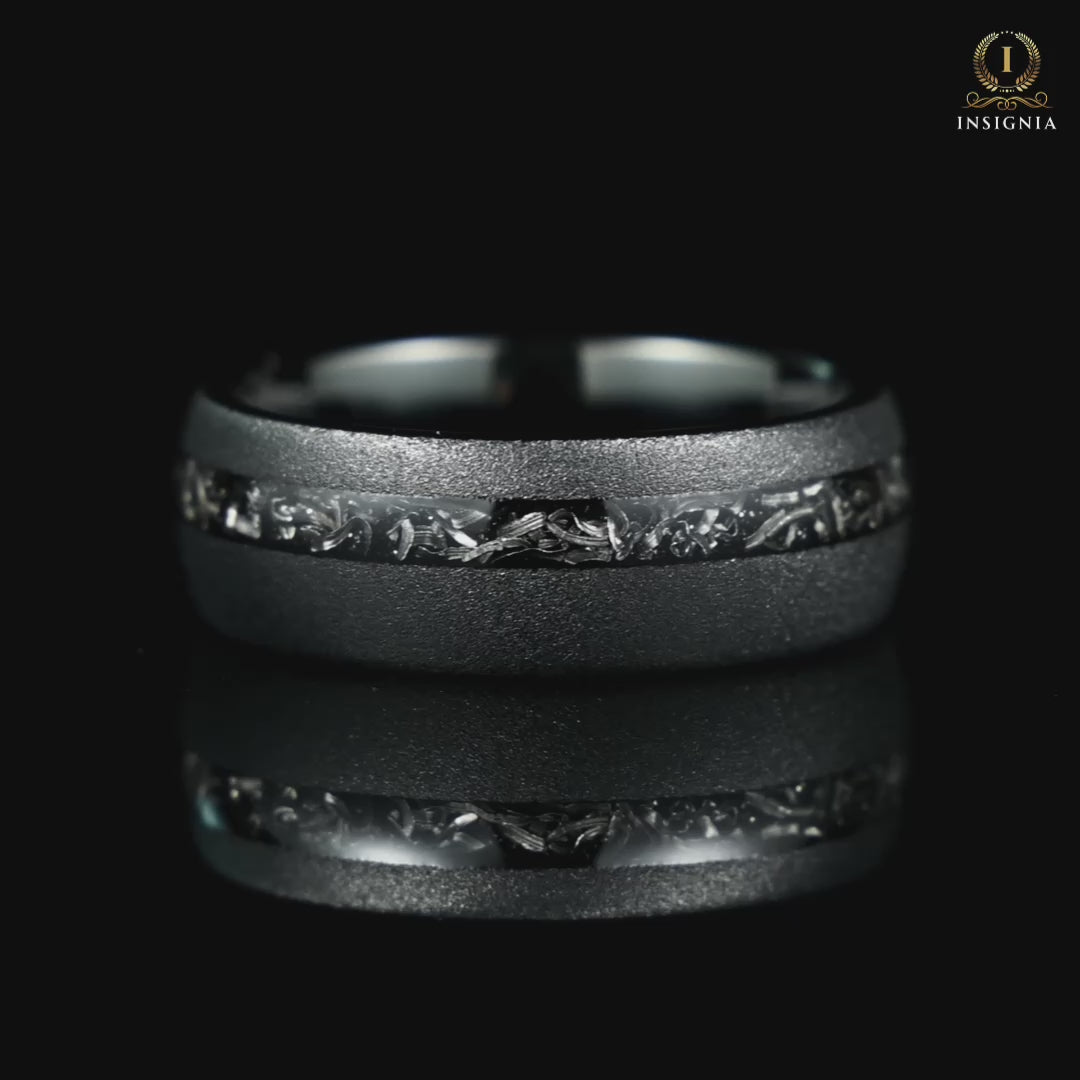 Couple Rings Black Meteorite Wedding Set Video