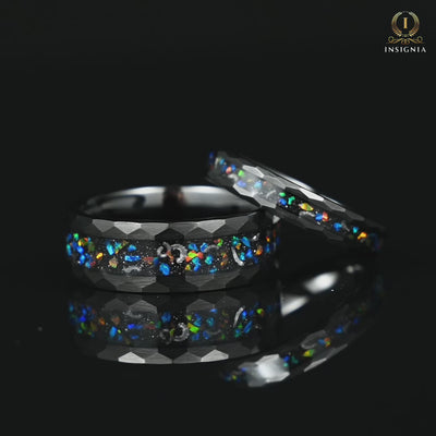 His and Hers Opal Wedding Rings Set in Galaxy Design Video Showcase