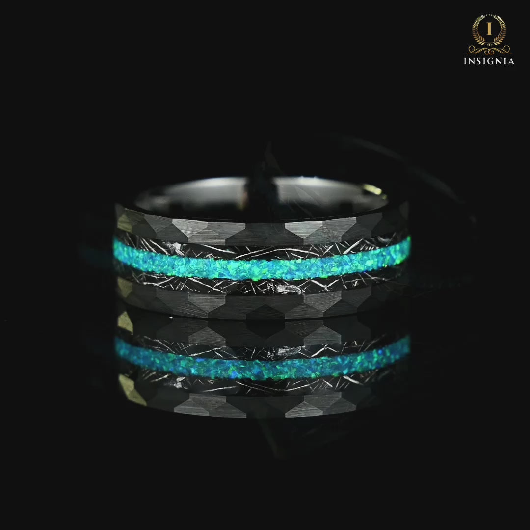 Wedding Rings With Opal Mens Meteorite Video