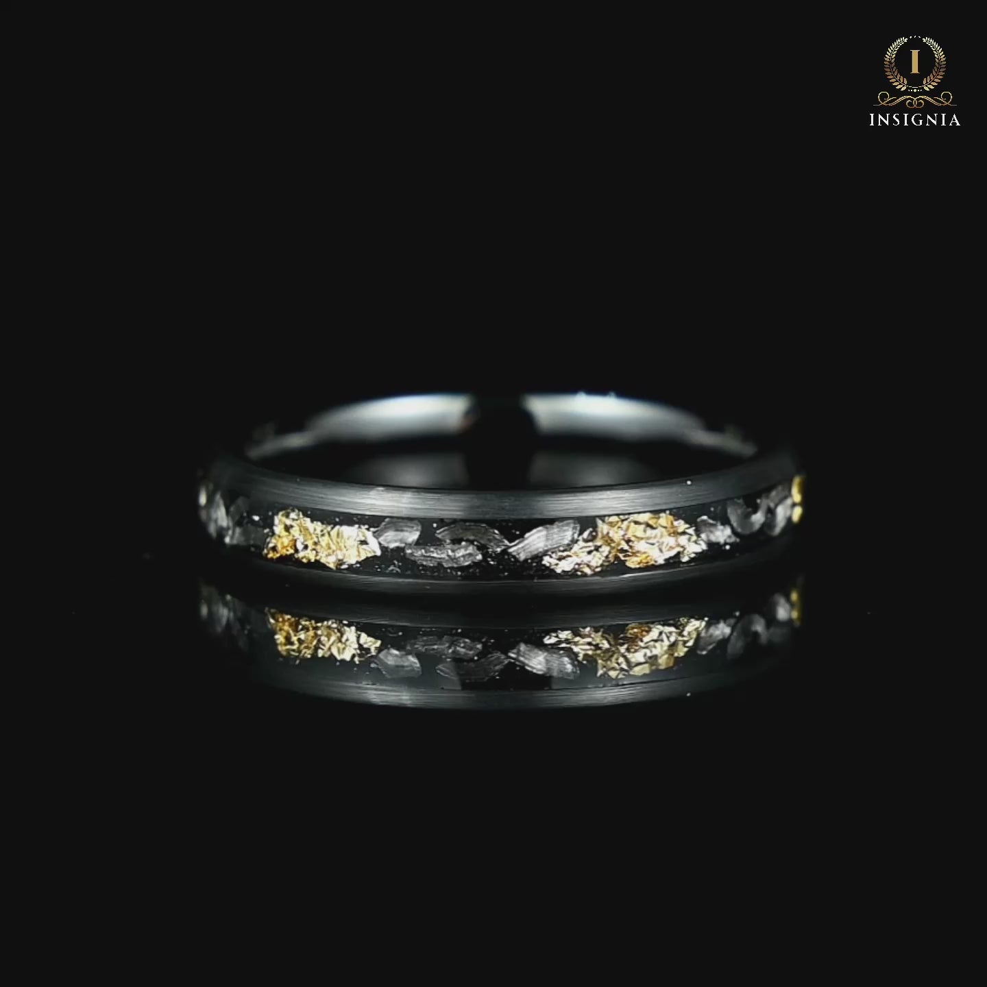 Black Ladies Wedding Band With Meteorite Video Showcase