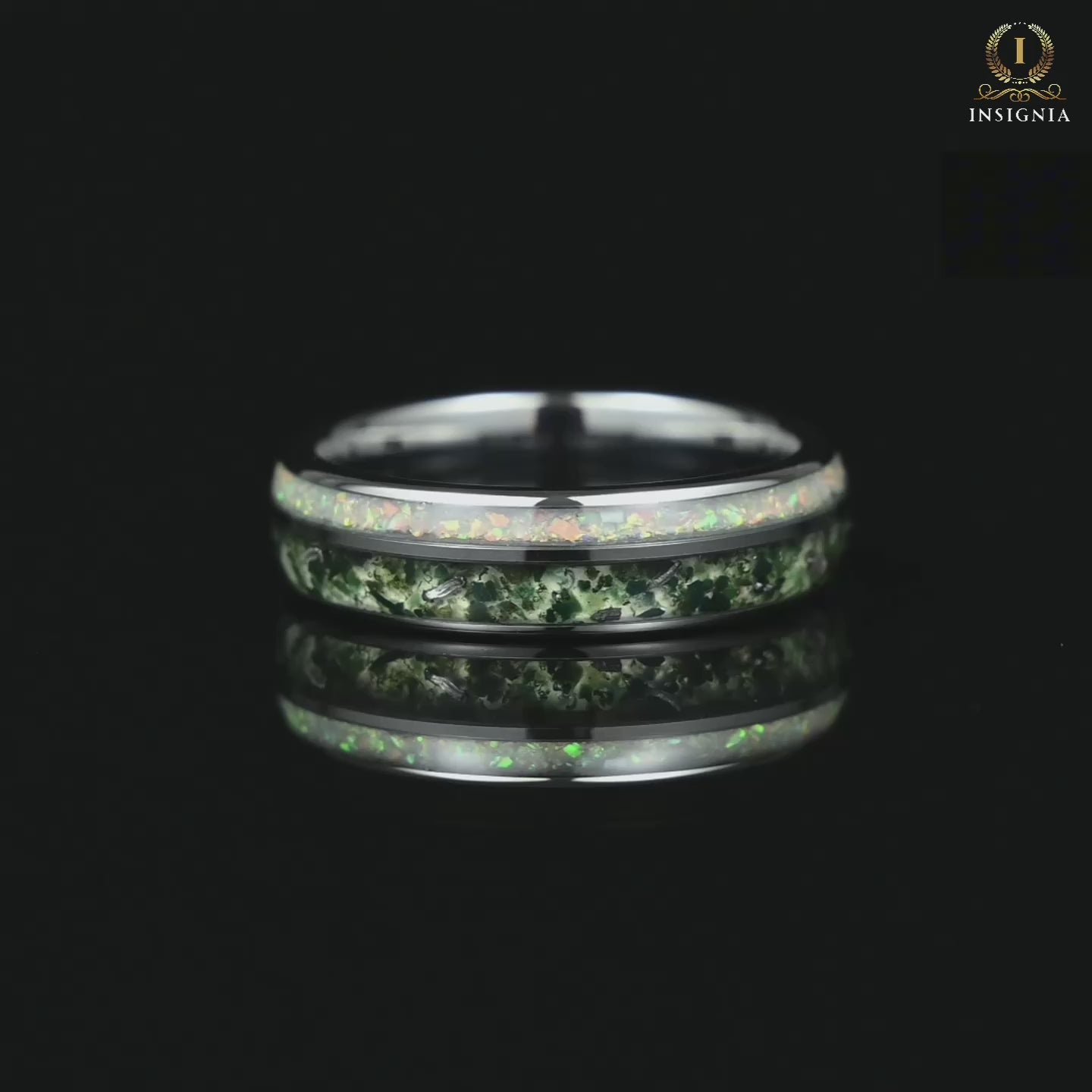 Wedding Rings Female Moss Agate Video Showcase