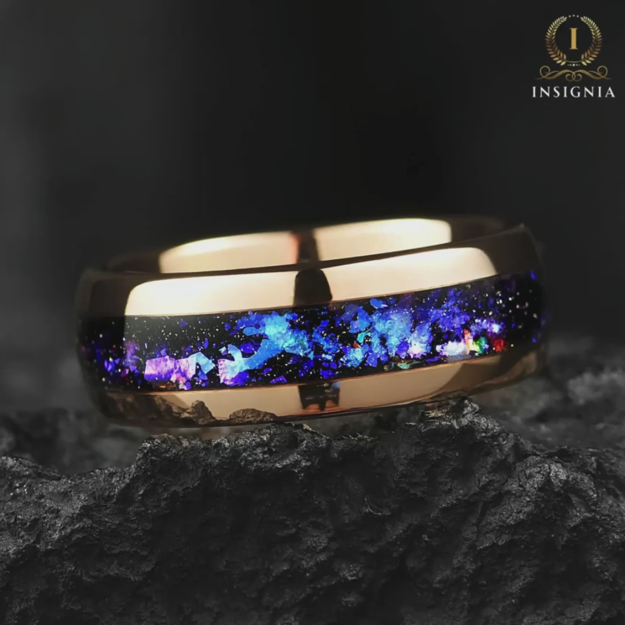 THE ORION'S EMBRACE - Blue Sandstone Galaxy Inspired Tungsten Ring 8mm