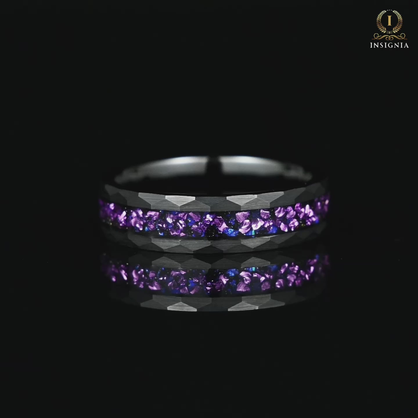 Rings In Black Tungsten Galaxy Inspired With Alexandrite Video