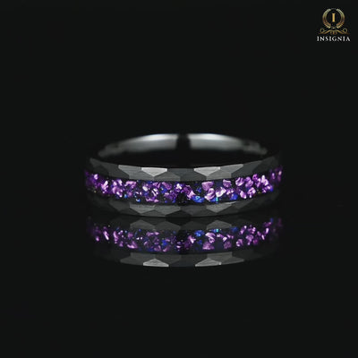 Rings In Black Tungsten Galaxy Inspired With Alexandrite Video