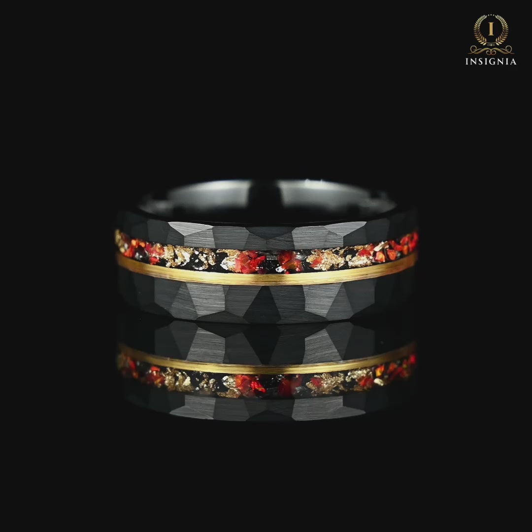 Black Ring Wedding Band Meteorite Video