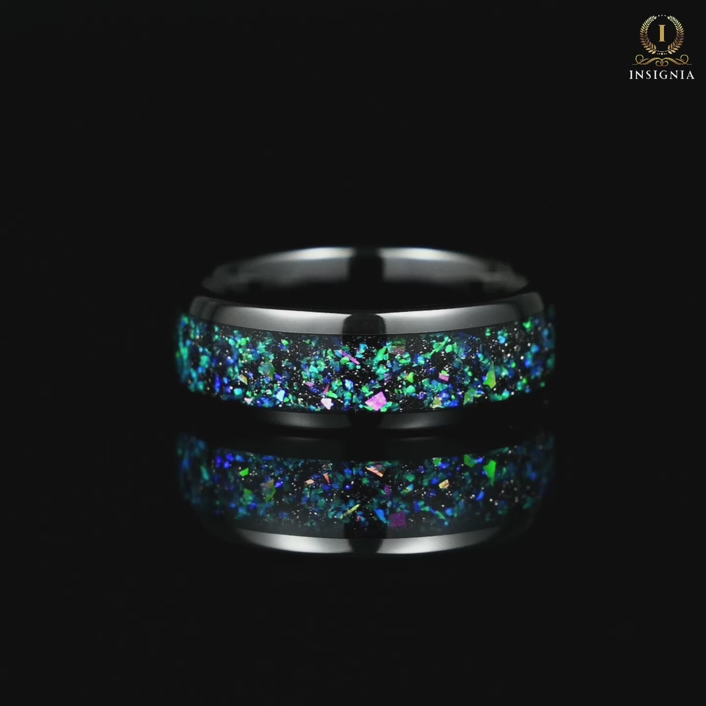 Black Wedding Rings Men Opal Video