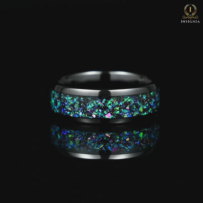 Black Wedding Rings Men Opal Video