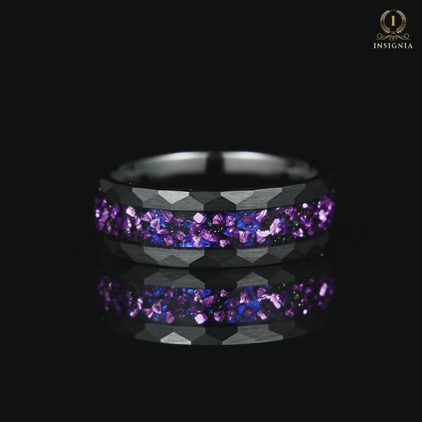 Black Male Rings in Tungsten with Galaxy Design Video Showcase