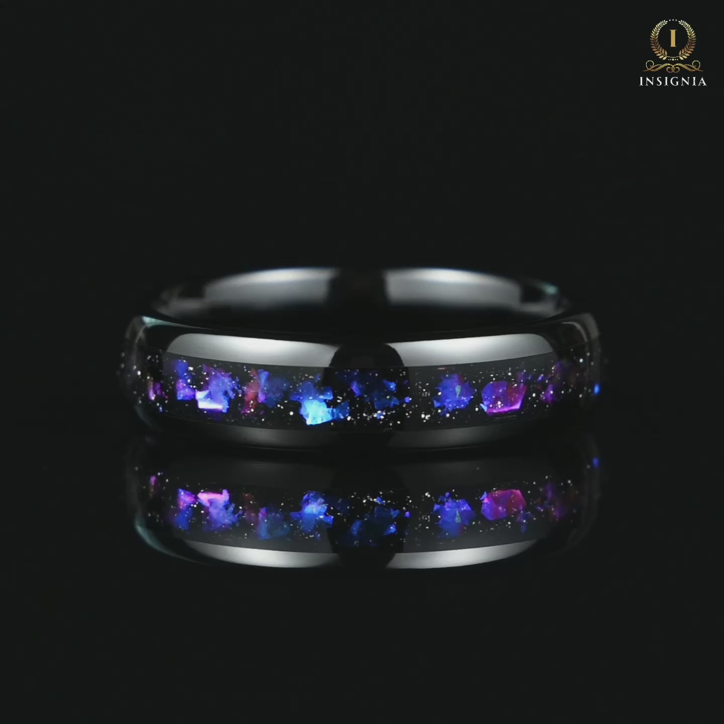 Promise Ring for Him in Black Tungsten with Galaxy Design Video View