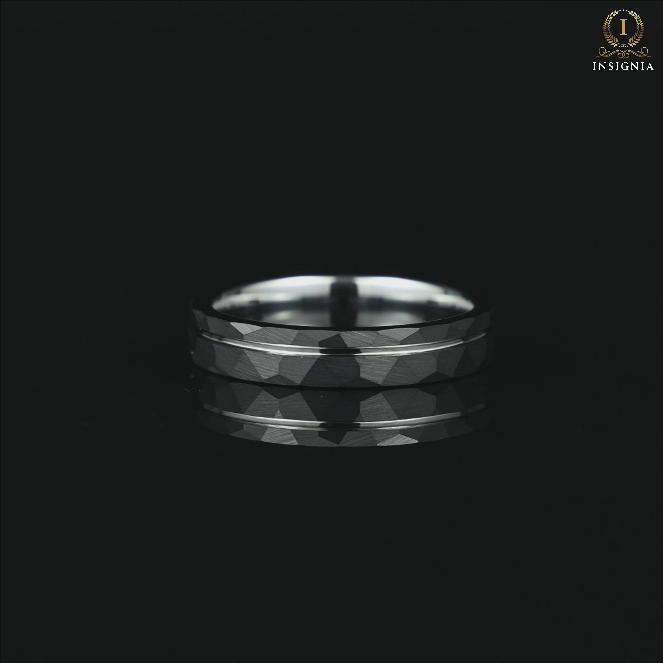 Womens White Gold Plated Hammered Wedding Band Video Showcase