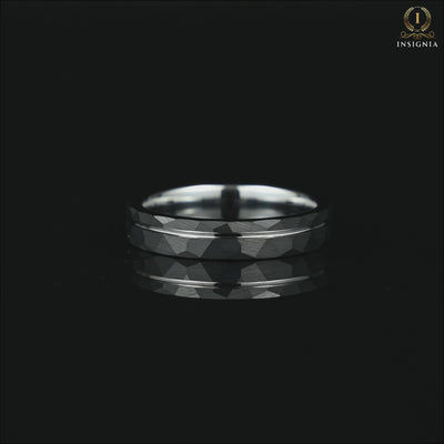 Womens White Gold Plated Hammered Wedding Band Video Showcase