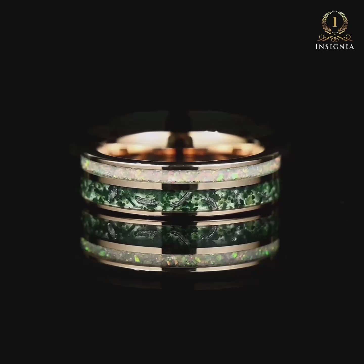 Female Wedding Bands Moss Agate & White Fire Opal Video