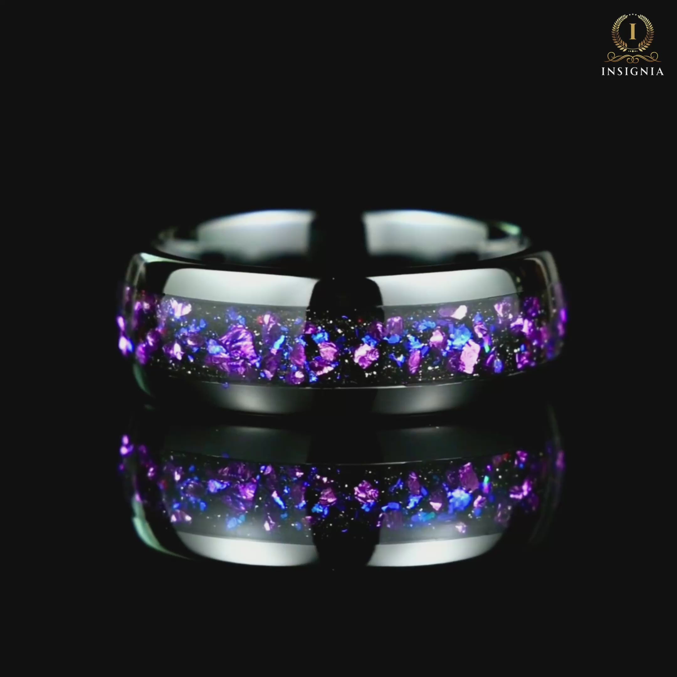 Mens Wedding Ring Black Tungsten Galaxy Video