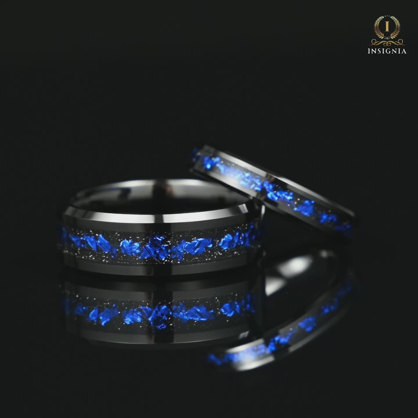 His and Hers Black Tungsten Wedding Set in Nebula Design Video Showcase