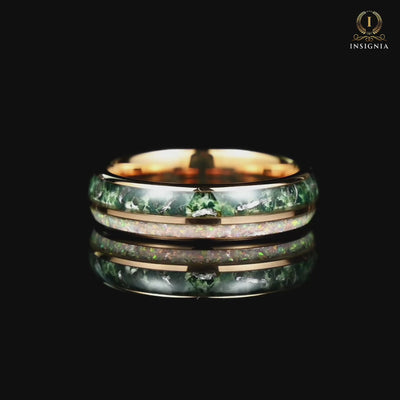 Wedding Ring Women Moss Agate Video