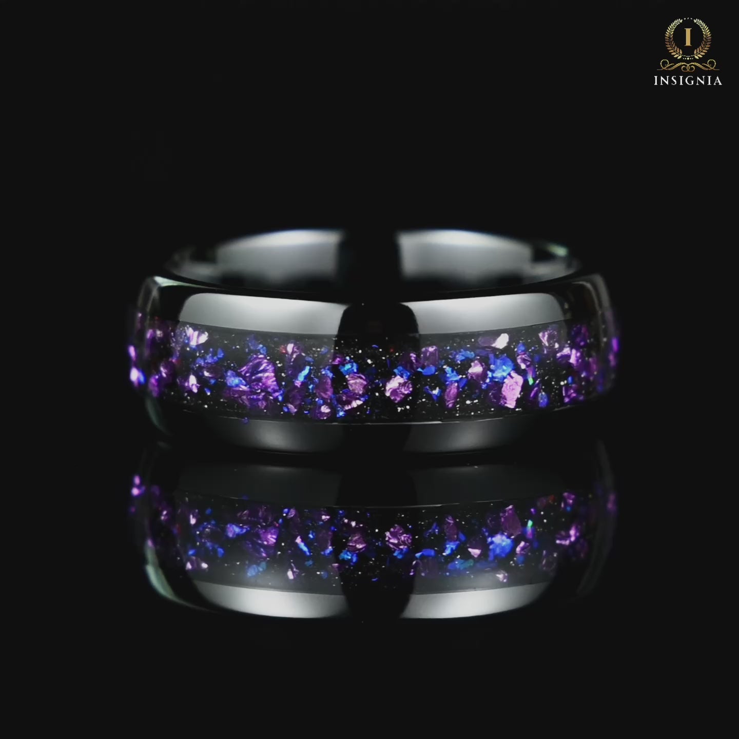 Mens Wedding Ring Black Tungsten Galaxy Video
