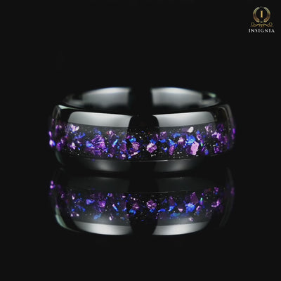 Mens Wedding Ring Black Tungsten Galaxy Video