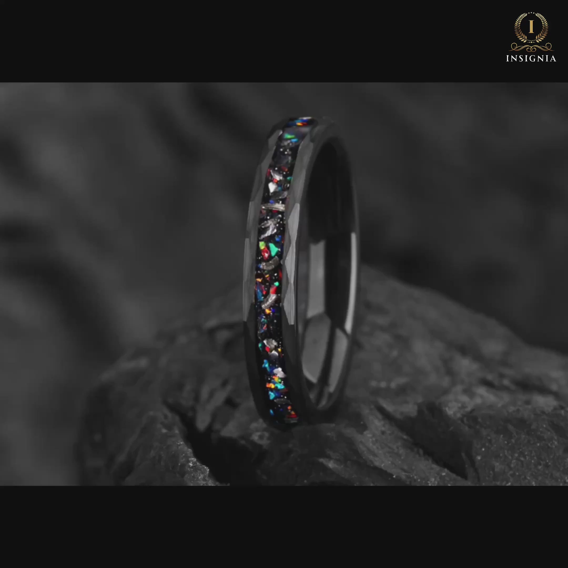Video Of Wedding Rings With Meteorite, Opal & Galaxy Theme
