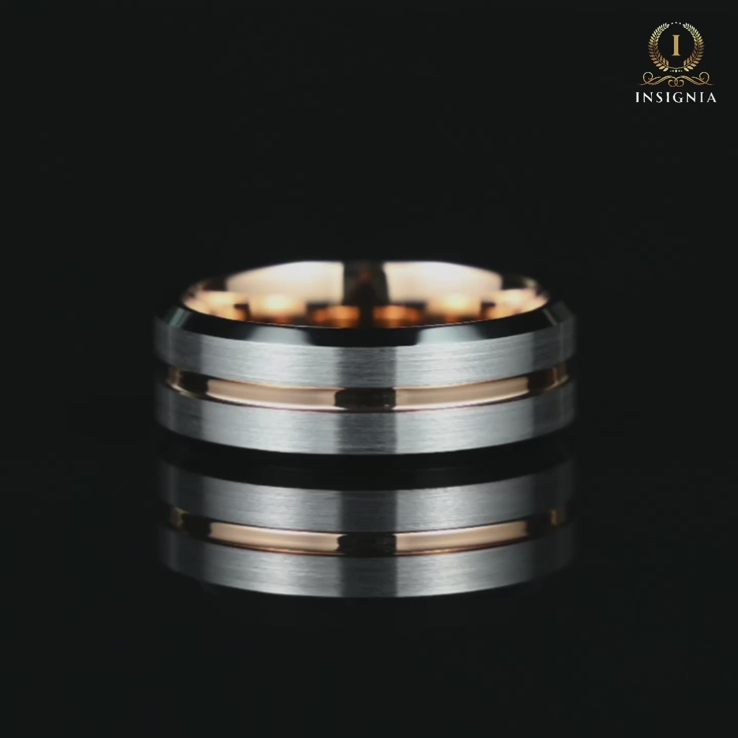 Silver Ring for Men with Rose Gold Band Video 
