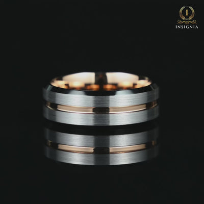 Silver Ring for Men with Rose Gold Band Video 