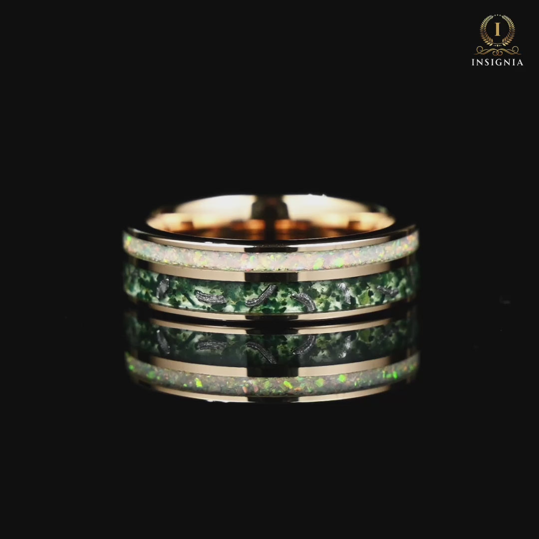 Female Wedding Bands Moss Agate Video