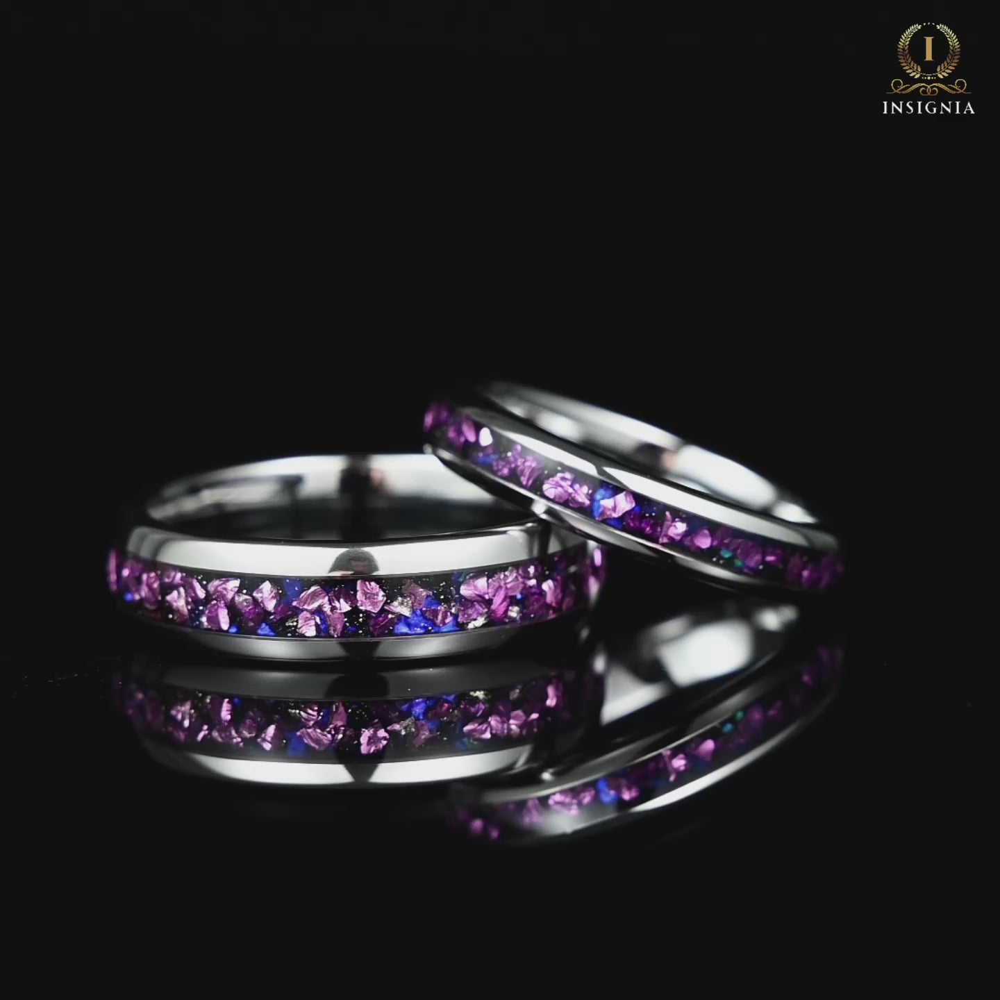Couple Rings Silver Promise Set in Pulsar Nebula Design Video Showcase