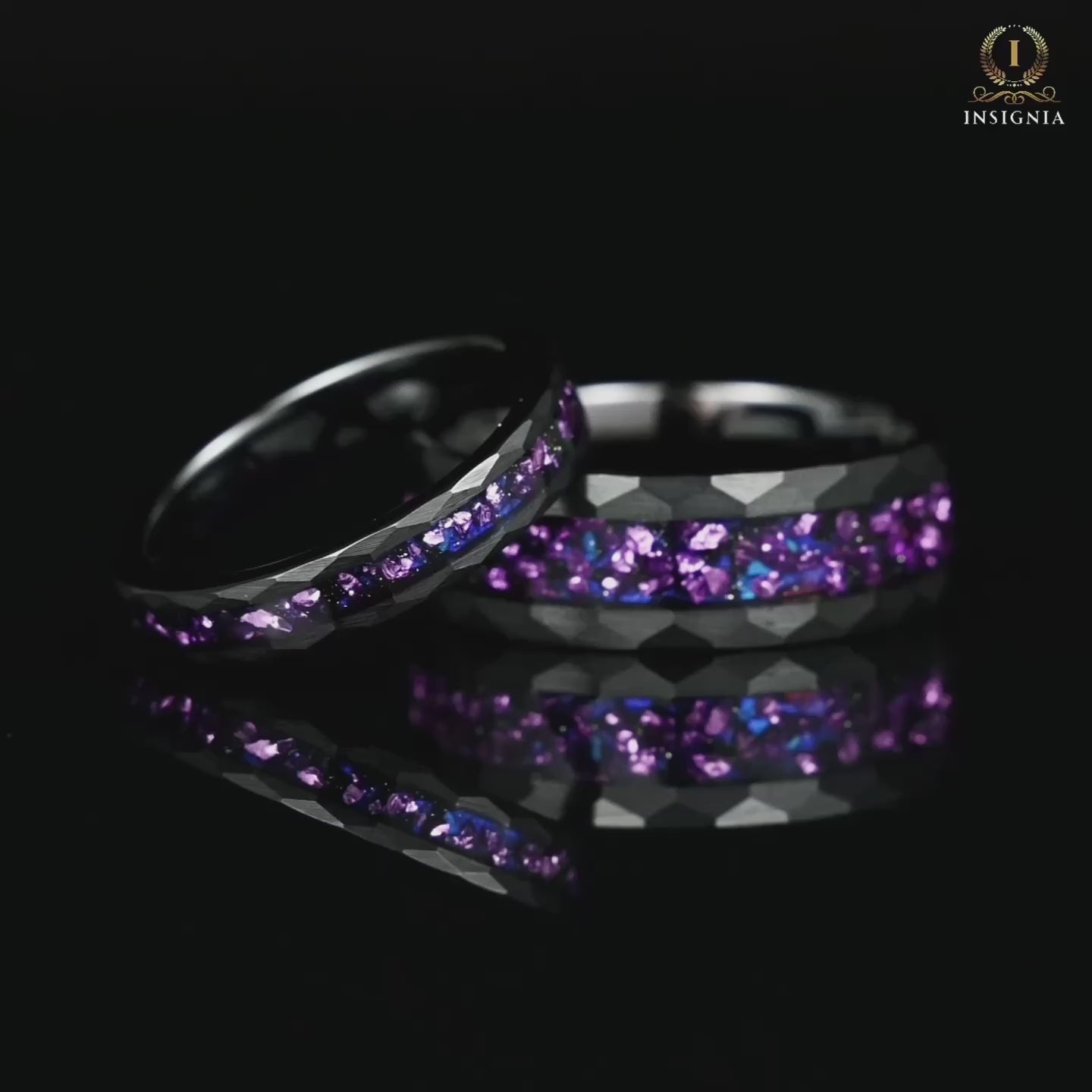His and Hers Promises Ring Couple in Black Nebula Design Video Showcase
