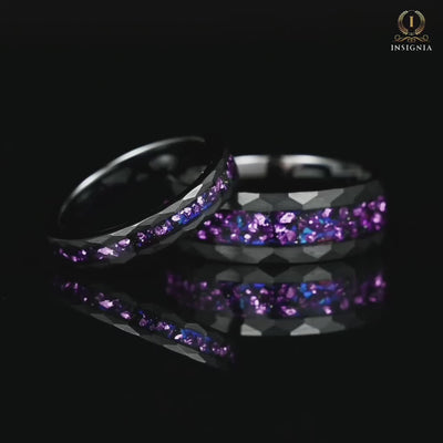 His and Hers Promises Ring Couple in Black Nebula Design Video Showcase