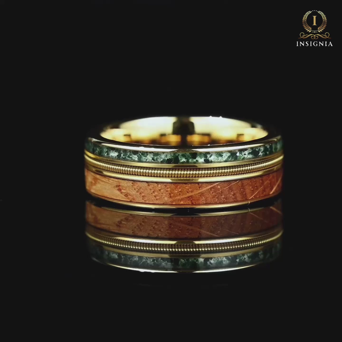 Mens Gold Wedding Rings Moss Agate Video