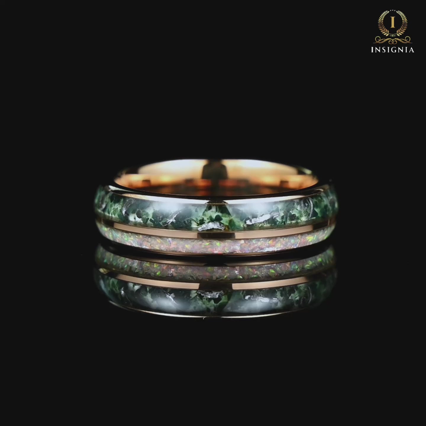 Wedding Ring Women Moss Agate Video