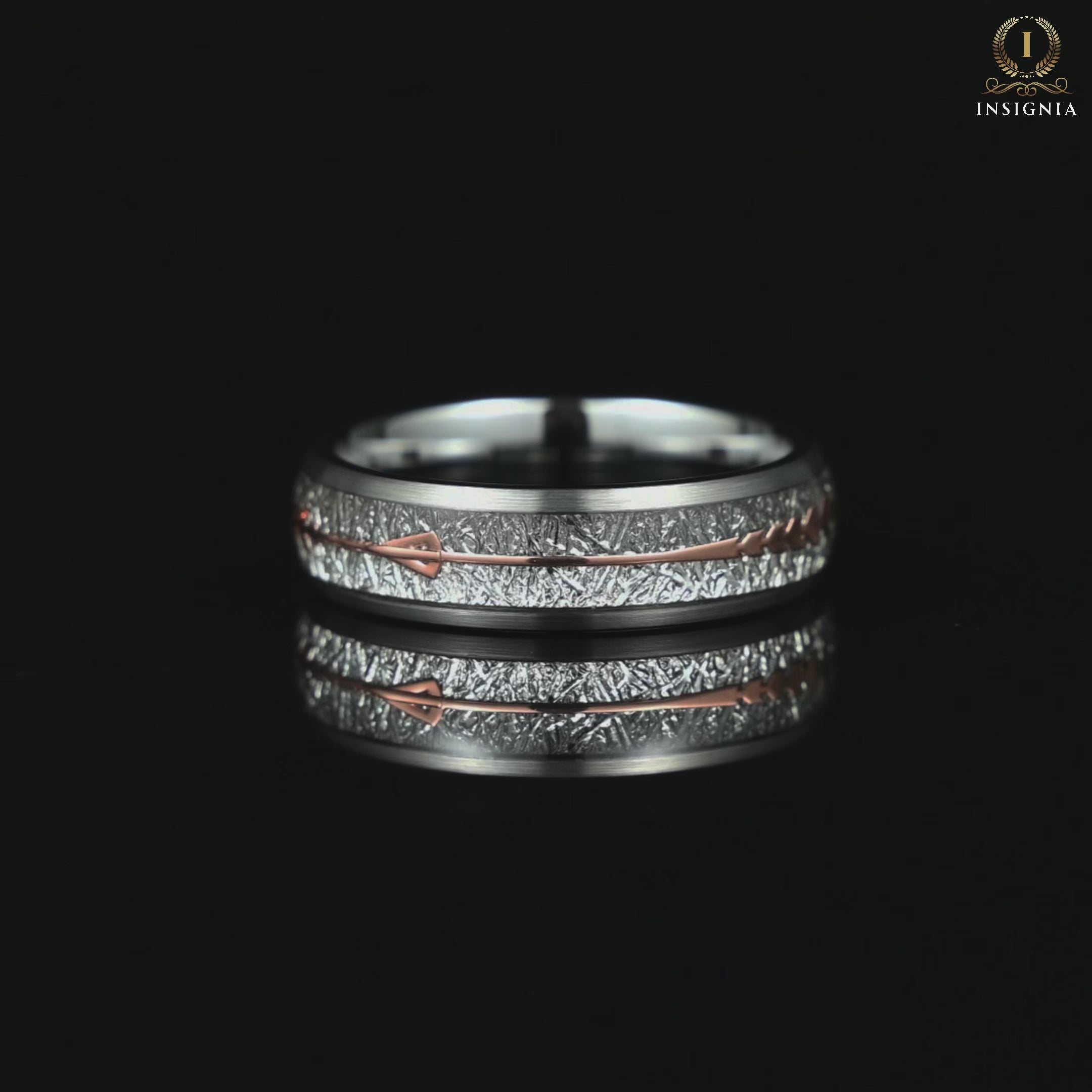 Womens Silver Ring with Meteorite Video Display