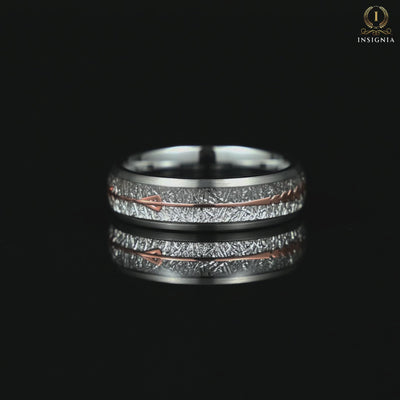 Womens Silver Ring with Meteorite Video Display