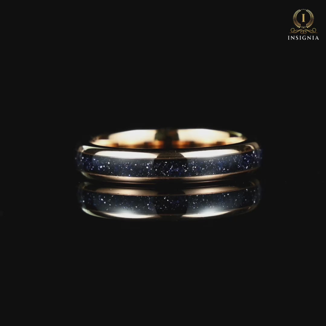 Video of Womens Wedding Bands Tungsten Unique Sandstone Inlay Design.